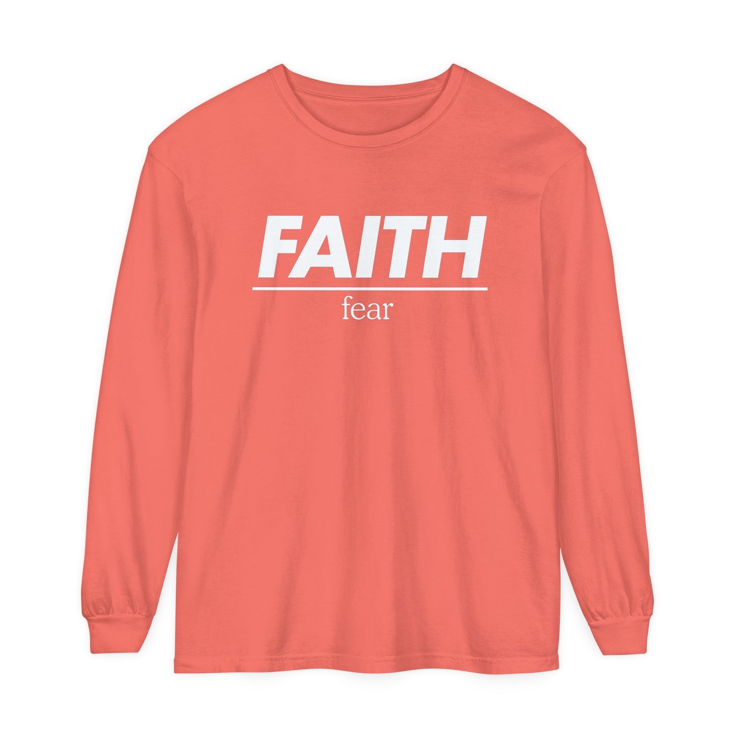 Faith | Fear Long Sleeve T-Shirt - White Print - Faith Fashion